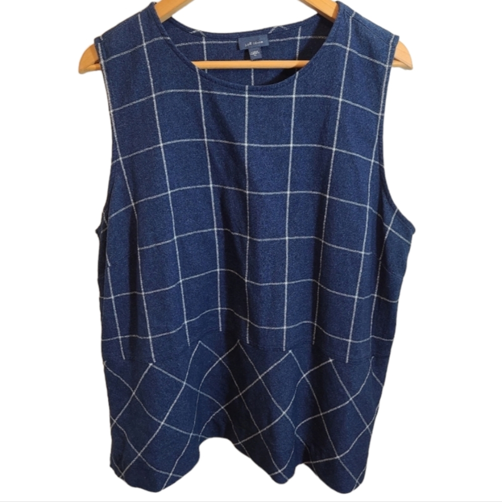 J. Jill Navy Checkered Sleeveless Top EUC